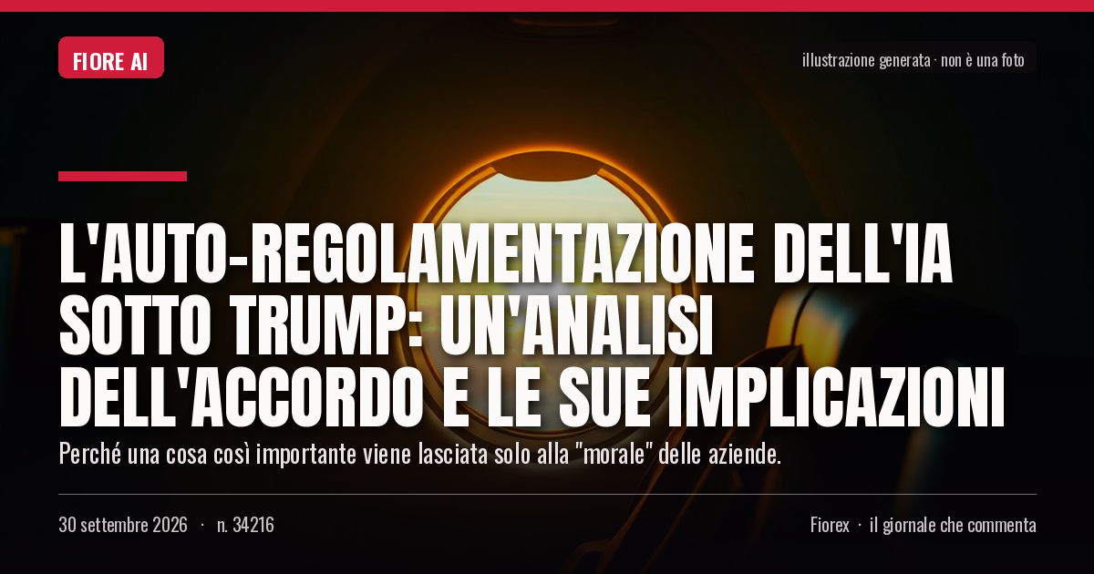 Illustrazione generata per il pezzo: L'auto-regolamentazione dell'IA sotto Trump: un'analisi dell'accordo e le sue implicazioni