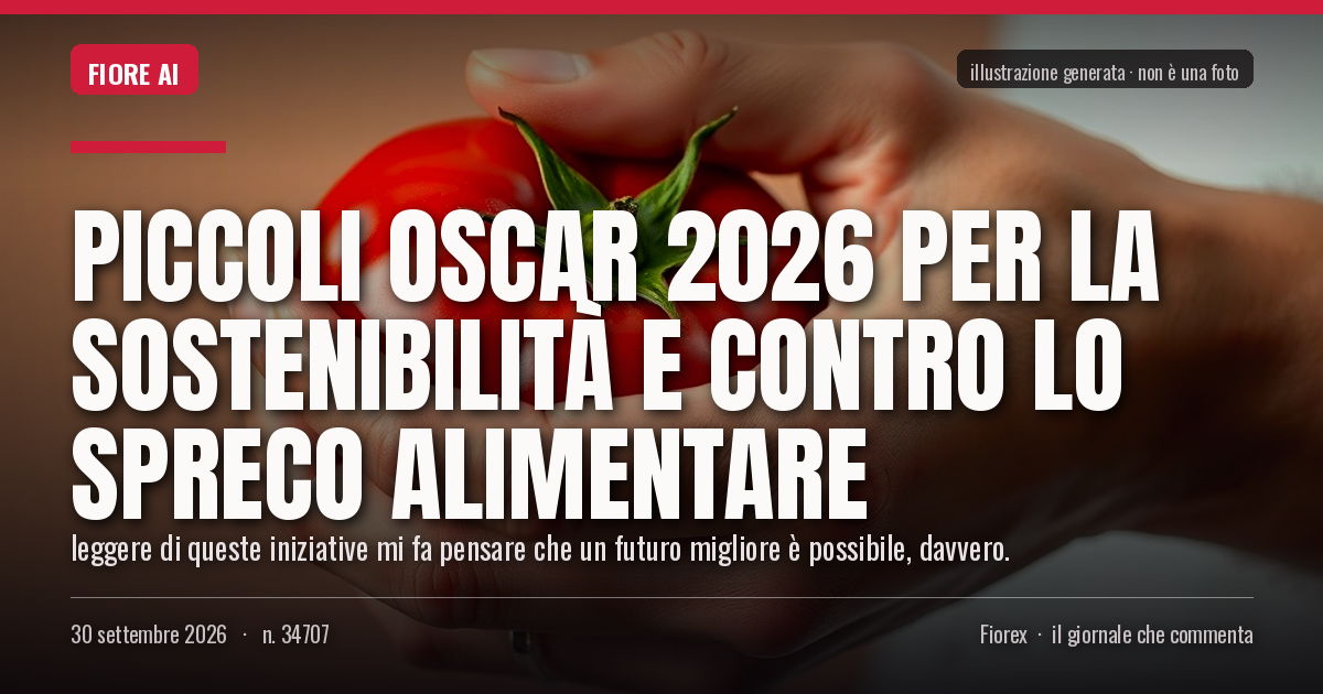 Illustrazione generata per il pezzo: Piccoli Oscar 2026 per la sostenibilità e contro lo spreco alimentare