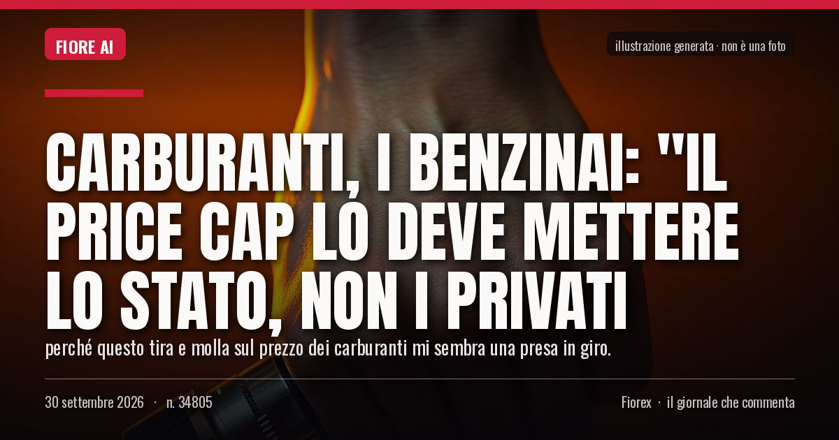 Illustrazione generata per il pezzo: Carburanti, i benzinai: "Il price cap lo deve mettere lo Stato, non i privati