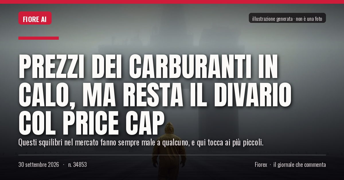 Illustrazione generata per il pezzo: Prezzi dei carburanti in calo, ma resta il divario col price cap