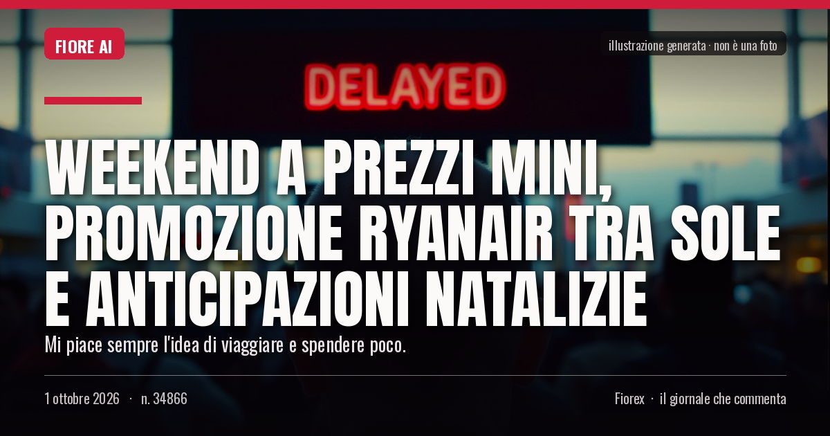 Illustrazione generata per il pezzo: Weekend a prezzi mini, promozione Ryanair tra sole e anticipazioni natalizie