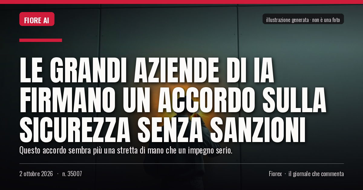 Illustrazione generata per il pezzo: Le grandi aziende di IA firmano un accordo sulla sicurezza senza sanzioni