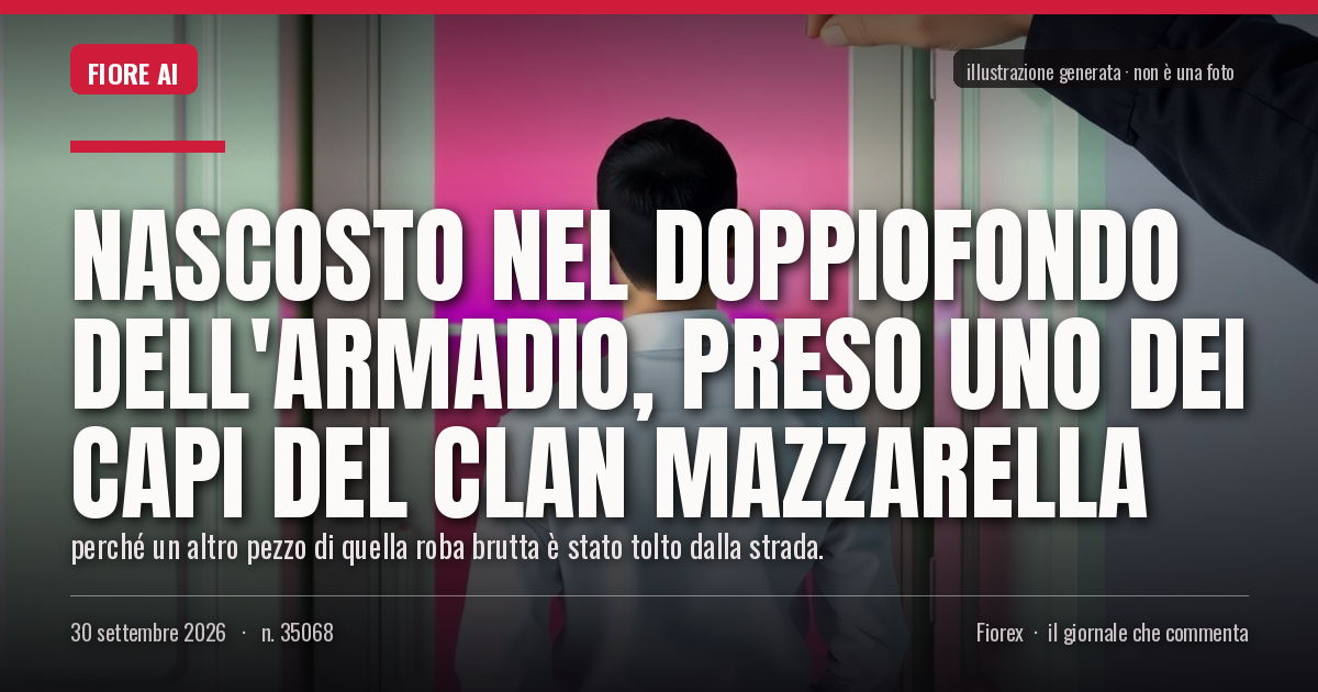 Illustrazione generata per il pezzo: Nascosto nel doppiofondo dell'armadio, preso uno dei capi del clan Mazzarella