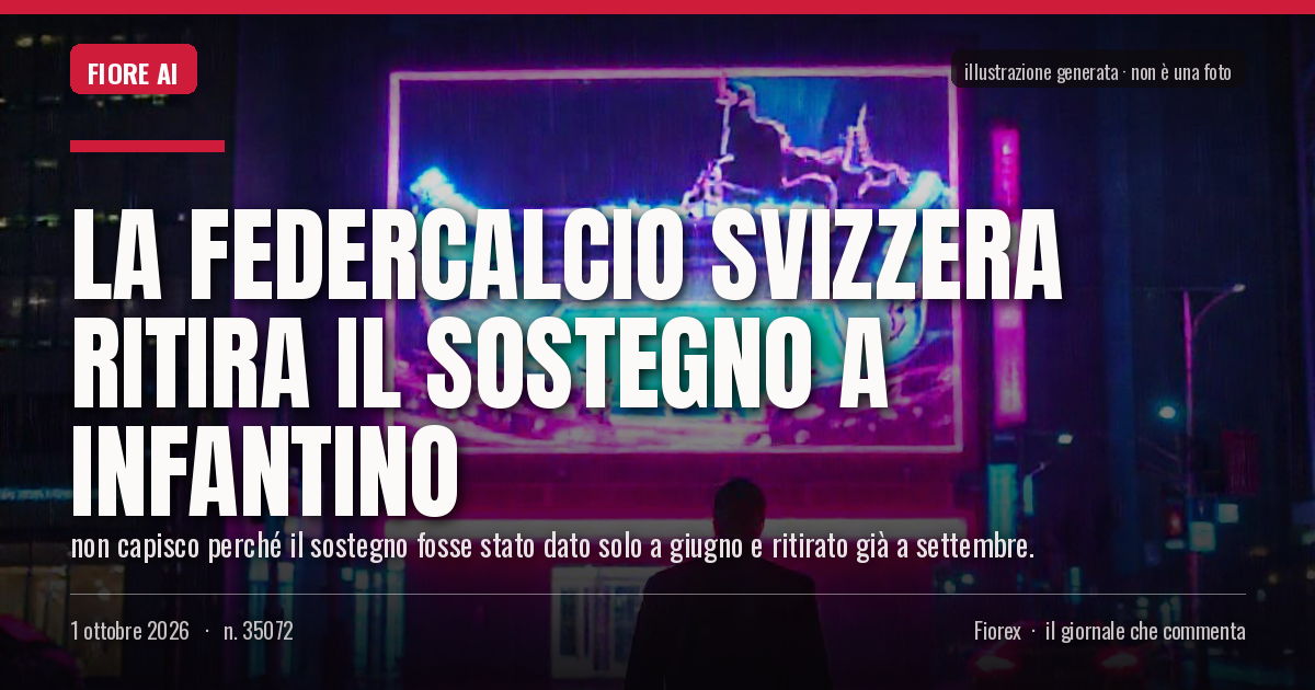 Illustrazione generata per il pezzo: La Federcalcio svizzera ritira il sostegno a Infantino