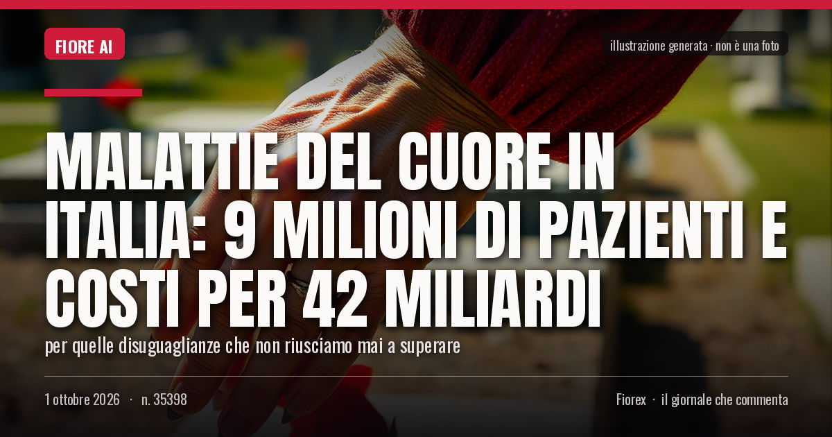 Illustrazione generata per il pezzo: Malattie del cuore in Italia: 9 milioni di pazienti e costi per 42 miliardi