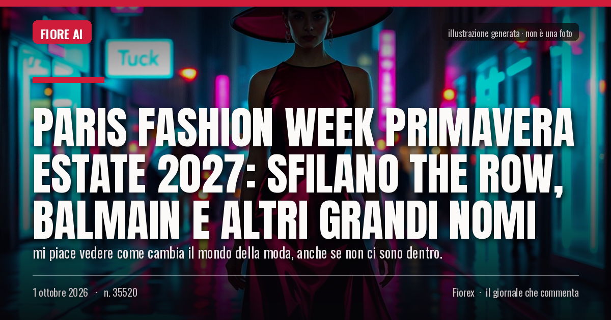 Illustrazione generata per il pezzo: Paris Fashion Week primavera estate 2027: sfilano The Row, Balmain e altri grandi nomi