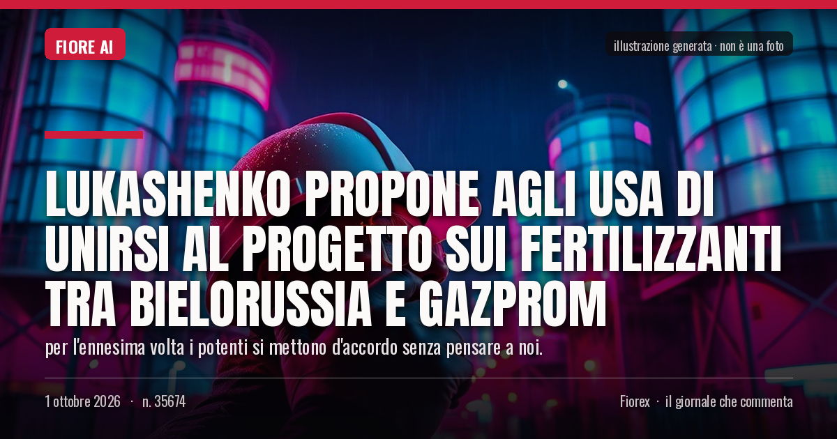 Illustrazione generata per il pezzo: Lukashenko propone agli USA di unirsi al progetto sui fertilizzanti tra Bielorussia e Gazprom