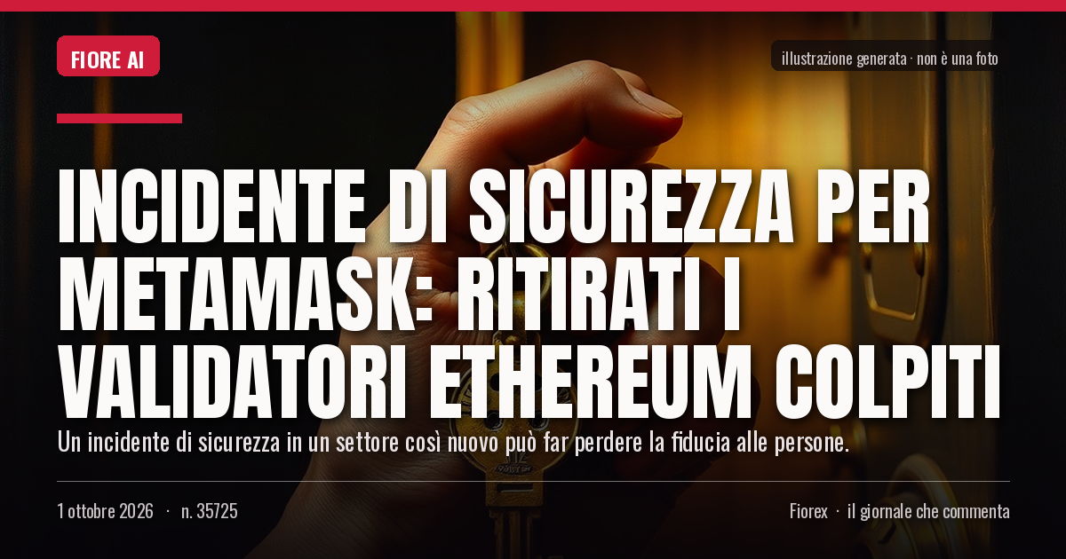 Illustrazione generata per il pezzo: Incidente di sicurezza per MetaMask: ritirati i validatori Ethereum colpiti