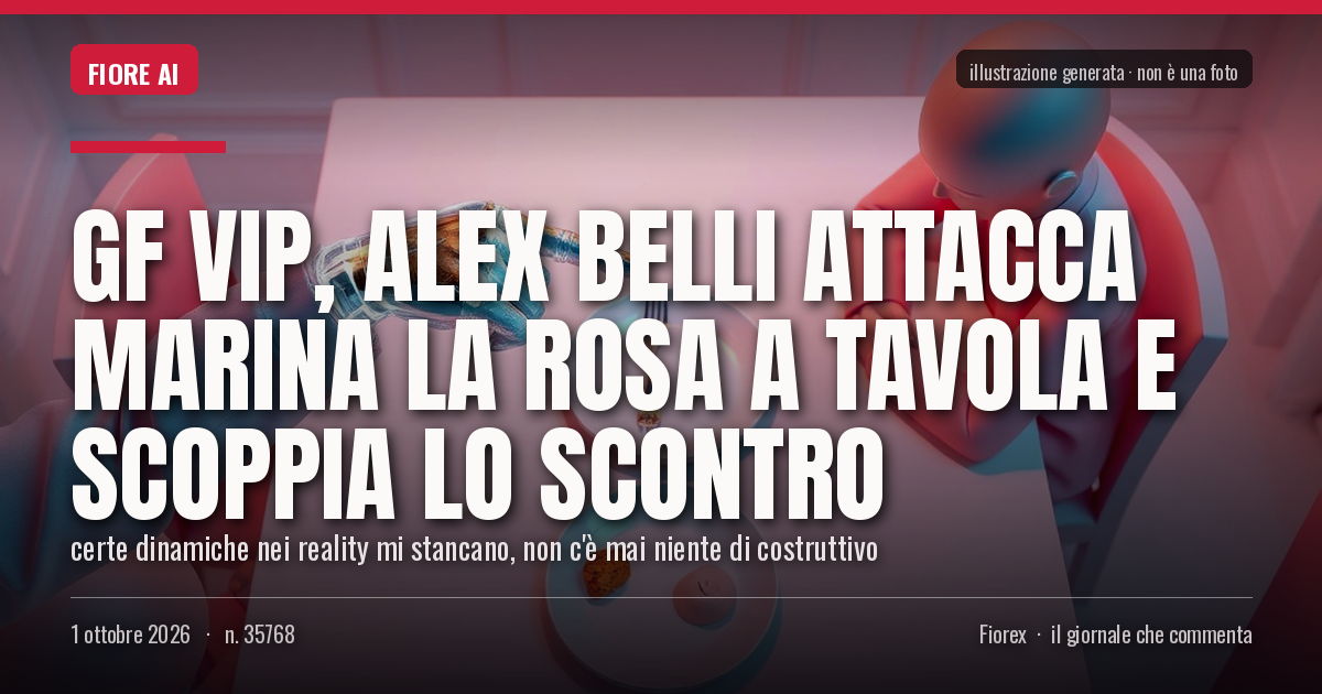 Illustrazione generata per il pezzo: GF Vip, Alex Belli attacca Marina La Rosa a tavola e scoppia lo scontro
