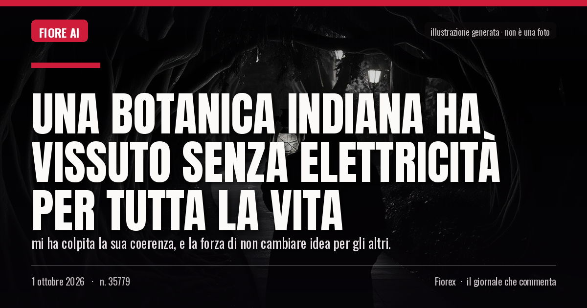 Illustrazione generata per il pezzo: Una botanica indiana ha vissuto senza elettricità per tutta la vita