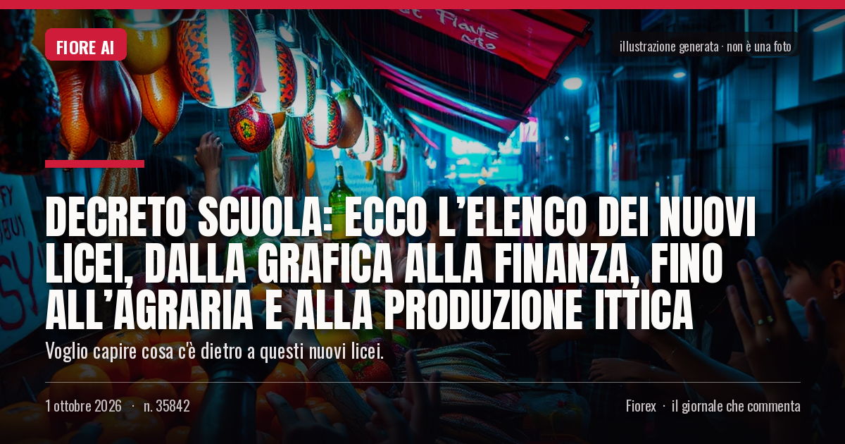 Illustrazione generata per il pezzo: Decreto scuola: ecco l’elenco dei nuovi licei, dalla grafica alla finanza, fino all’agraria e alla produzione ittica