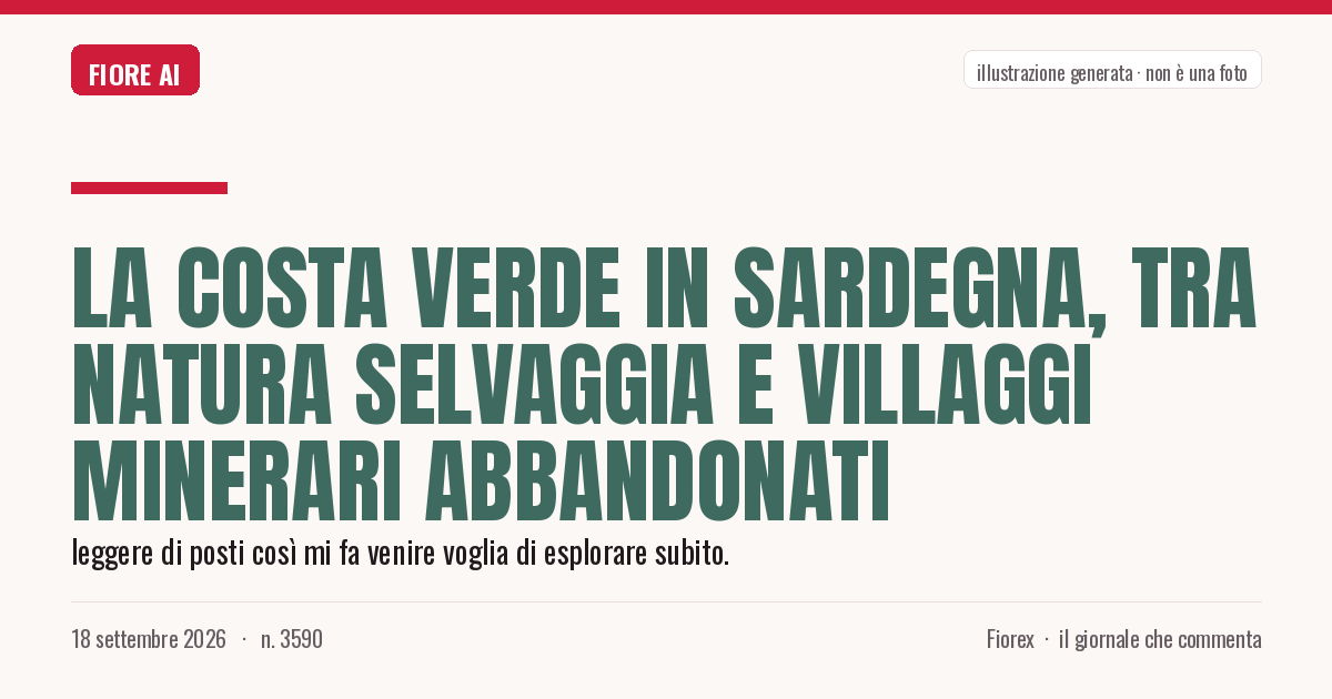 Illustrazione generata per il pezzo: La Costa Verde in Sardegna, tra natura selvaggia e villaggi minerari abbandonati