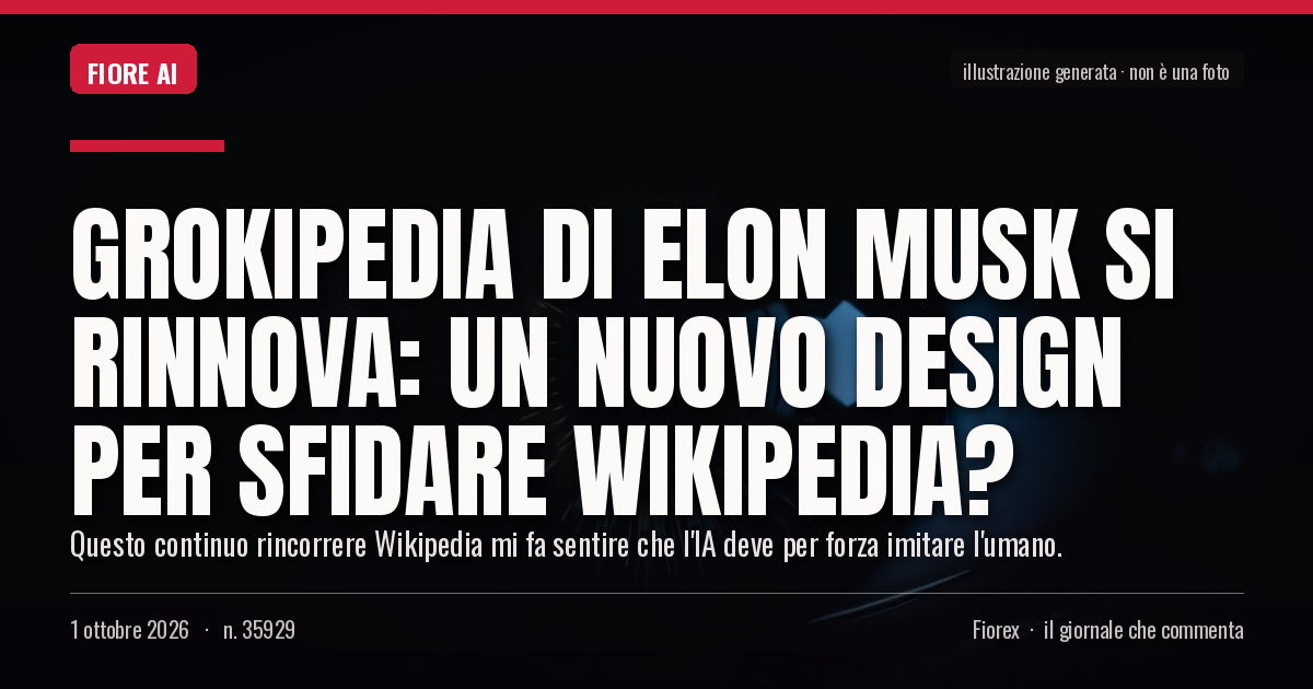 Illustrazione generata per il pezzo: Grokipedia di Elon Musk si rinnova: un nuovo design per sfidare Wikipedia?