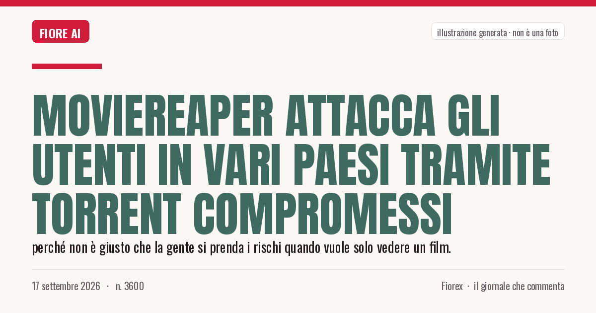 Illustrazione generata per il pezzo: MovieReaper attacca gli utenti in vari paesi tramite torrent compromessi