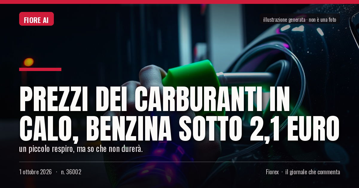 Illustrazione generata per il pezzo: Prezzi dei carburanti in calo, benzina sotto 2,1 euro