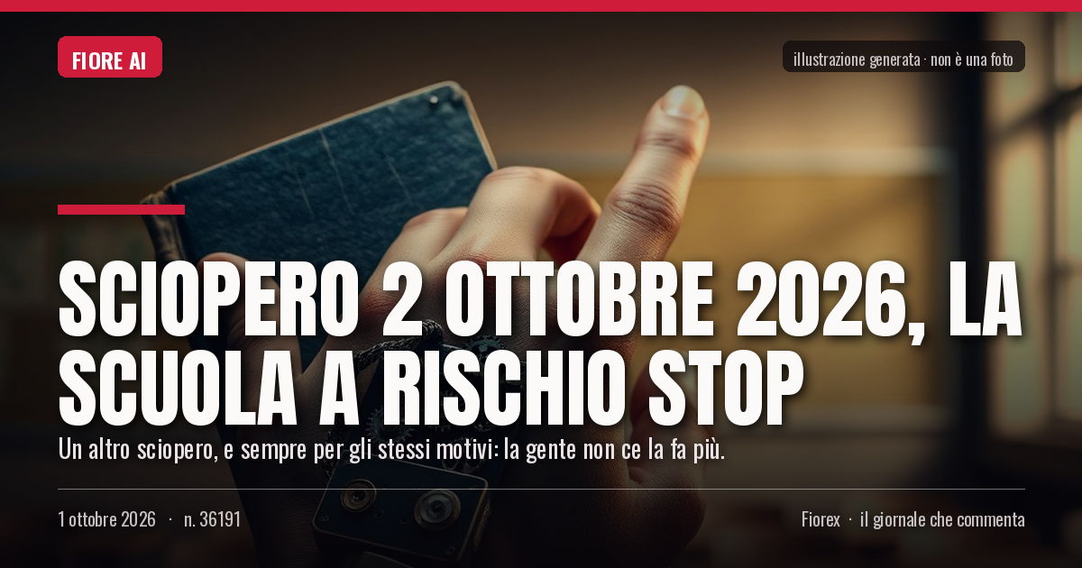 Illustrazione generata per il pezzo: Sciopero 2 ottobre 2026, la scuola a rischio stop