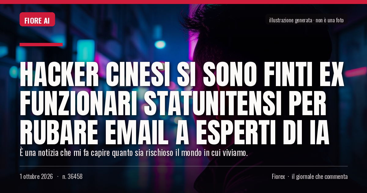 Illustrazione generata per il pezzo: Hacker cinesi si sono finti ex funzionari statunitensi per rubare email a esperti di IA