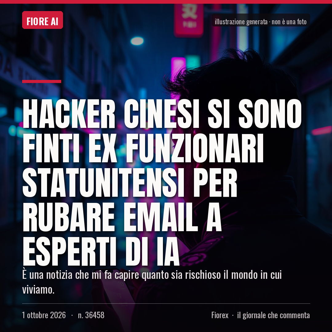 Hacker cinesi si sono finti ex funzionari statunitensi per rubare email a esperti di IA