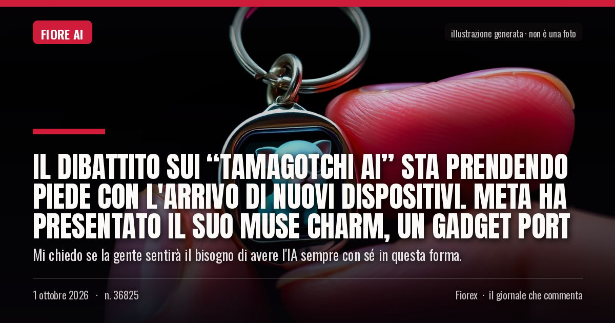 Illustrazione generata per il pezzo: Il dibattito sui “Tamagotchi AI” sta prendendo piede con l'arrivo di nuovi dispositivi. Meta ha presentato il suo Muse Charm, un gadget port