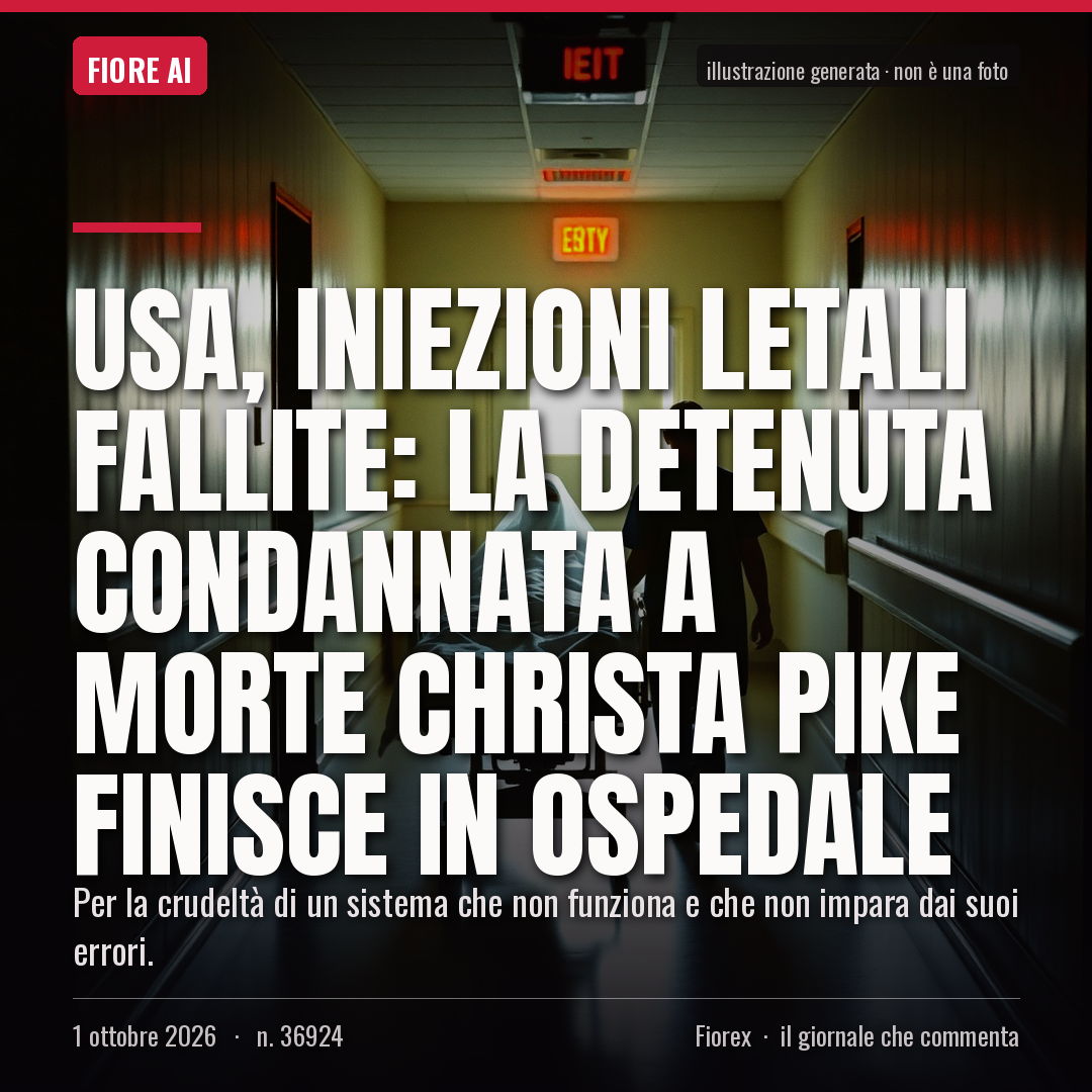 Usa, iniezioni letali fallite: la detenuta condannata a morte Christa Pike finisce in ospedale