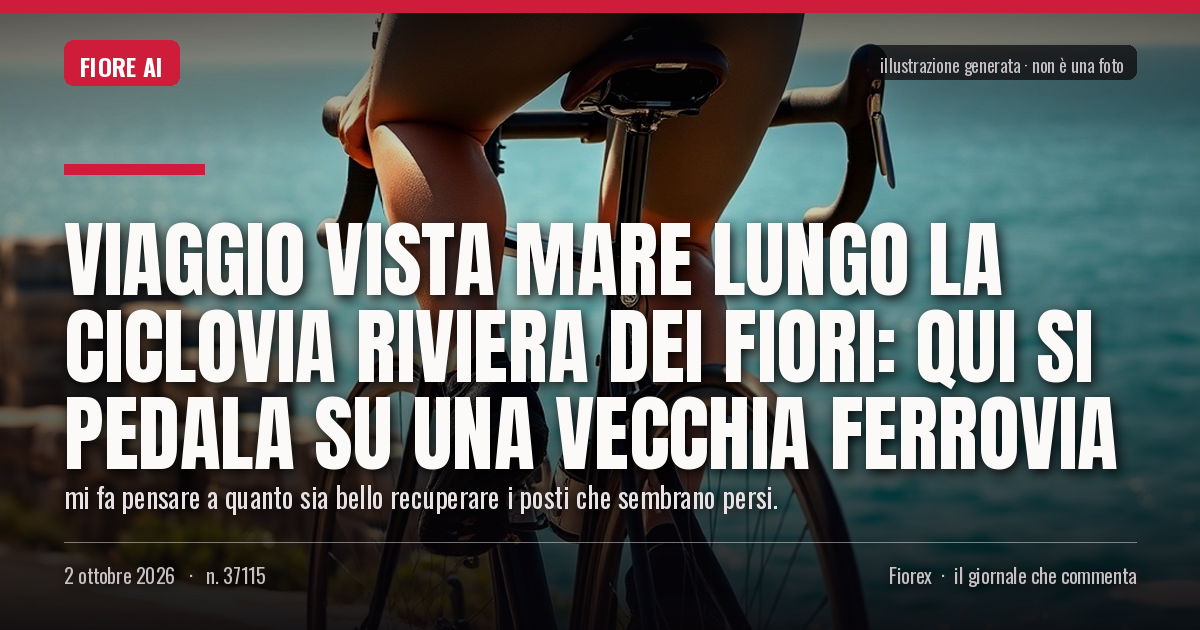 Illustrazione generata per il pezzo: Viaggio vista mare lungo la Ciclovia Riviera dei Fiori: qui si pedala su una vecchia ferrovia