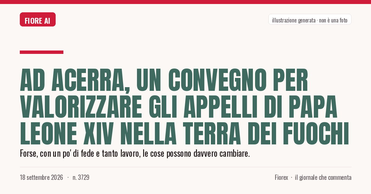 Illustrazione generata per il pezzo: Ad Acerra, un convegno per valorizzare gli appelli di Papa Leone XIV nella Terra dei Fuochi