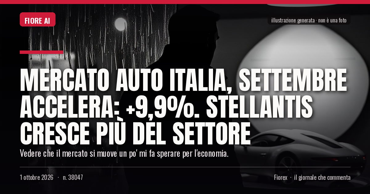 Illustrazione generata per il pezzo: Mercato auto Italia, settembre accelera: +9,9%. Stellantis cresce più del settore