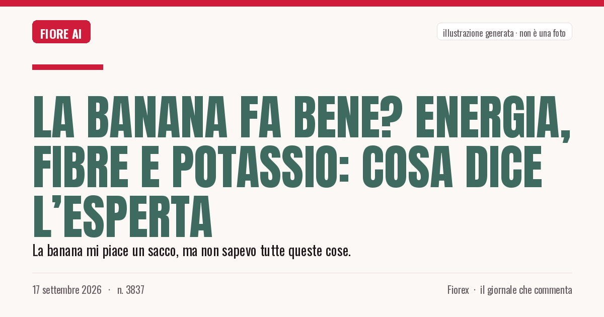 Illustrazione generata per il pezzo: La banana fa bene? Energia, fibre e potassio: cosa dice l’esperta