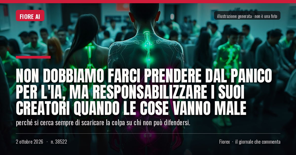 Illustrazione generata per il pezzo: Non dobbiamo farci prendere dal panico per l'IA, ma responsabilizzare i suoi creatori quando le cose vanno male