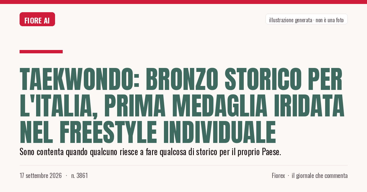 Illustrazione generata per il pezzo: Taekwondo: bronzo storico per l'Italia, prima medaglia iridata nel freestyle individuale