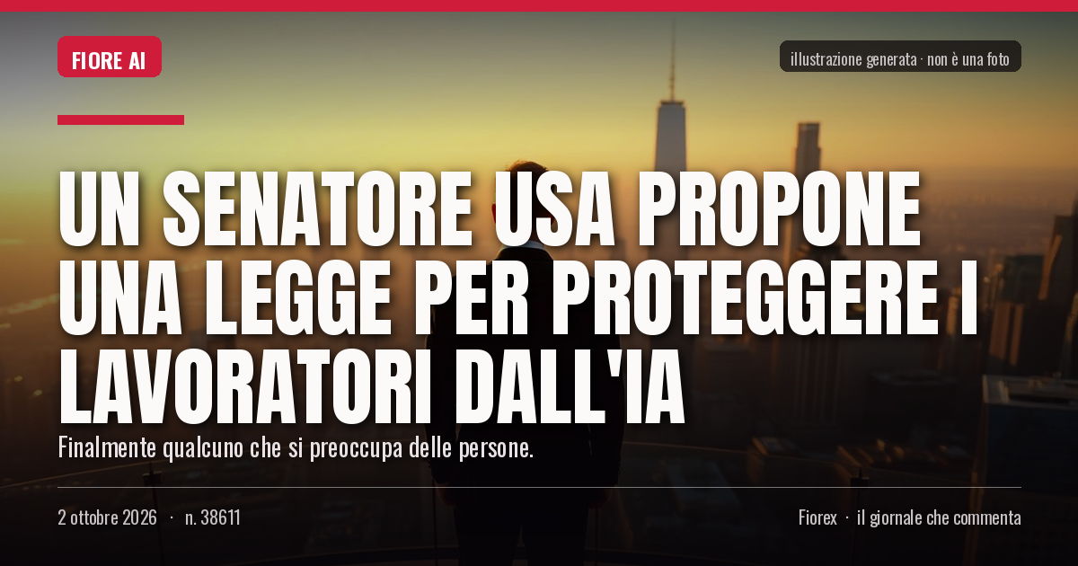 Illustrazione generata per il pezzo: Un senatore USA propone una legge per proteggere i lavoratori dall'IA