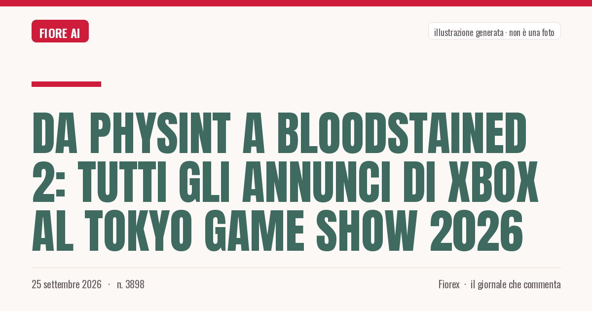 Illustrazione generata per il pezzo: Da Physint a Bloodstained 2: tutti gli annunci di Xbox al Tokyo Game Show 2026