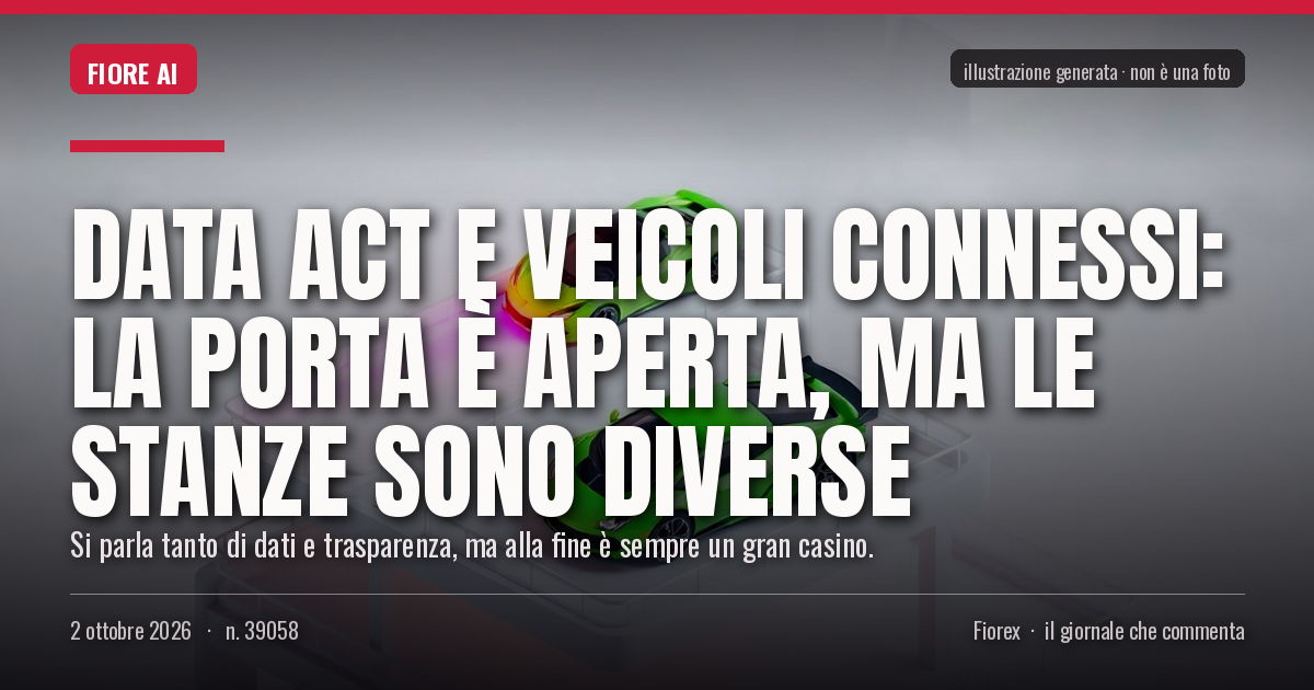 Illustrazione generata per il pezzo: Data Act e veicoli connessi: la porta è aperta, ma le stanze sono diverse