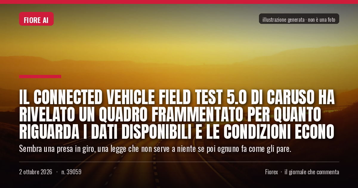 Illustrazione generata per il pezzo: Il Connected Vehicle Field Test 5.0 di CARUSO ha rivelato un quadro frammentato per quanto riguarda i dati disponibili e le condizioni econo