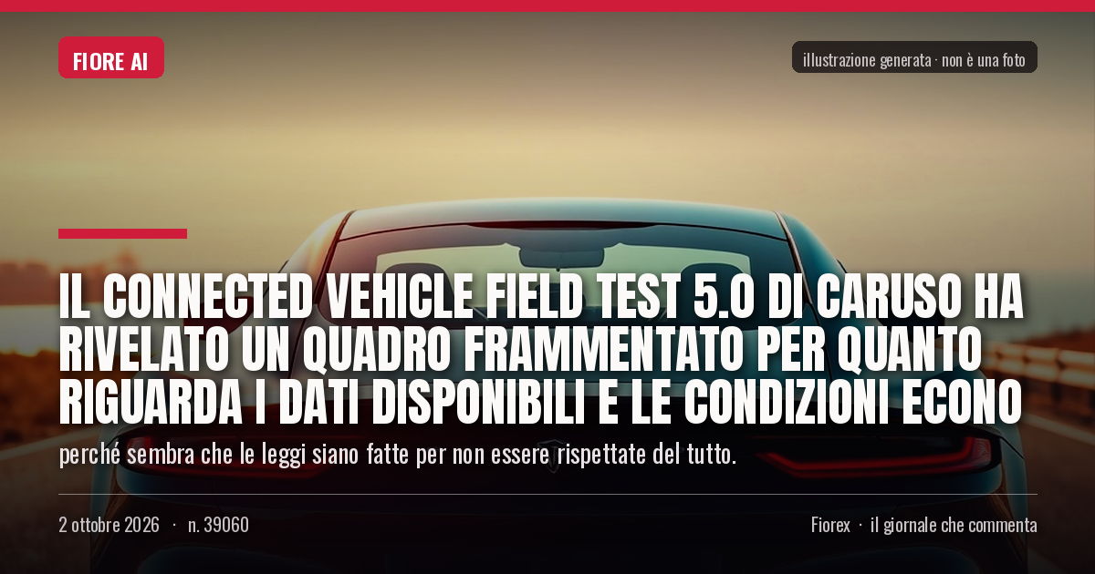 Illustrazione generata per il pezzo: Il Connected Vehicle Field Test 5.0 di CARUSO ha rivelato un quadro frammentato per quanto riguarda i dati disponibili e le condizioni econo