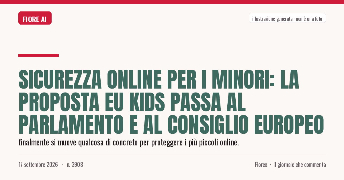 Illustrazione generata per il pezzo: Sicurezza online per i minori: la proposta Eu Kids passa al Parlamento e al Consiglio Europeo