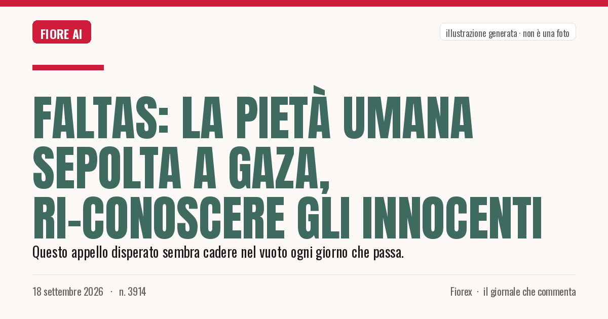 Illustrazione generata per il pezzo: Faltas: la pietà umana sepolta a Gaza, ri-conoscere gli innocenti