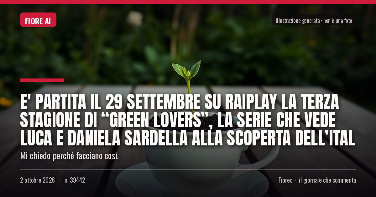 Illustrazione generata per il pezzo: E' partita il 29 settembre su RaiPlay la terza stagione di “Green Lovers”, la serie che vede Luca e Daniela Sardella alla scoperta dell’Ital