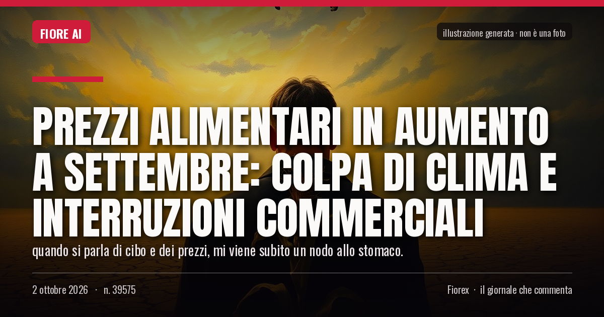 Illustrazione generata per il pezzo: Prezzi alimentari in aumento a settembre: colpa di clima e interruzioni commerciali