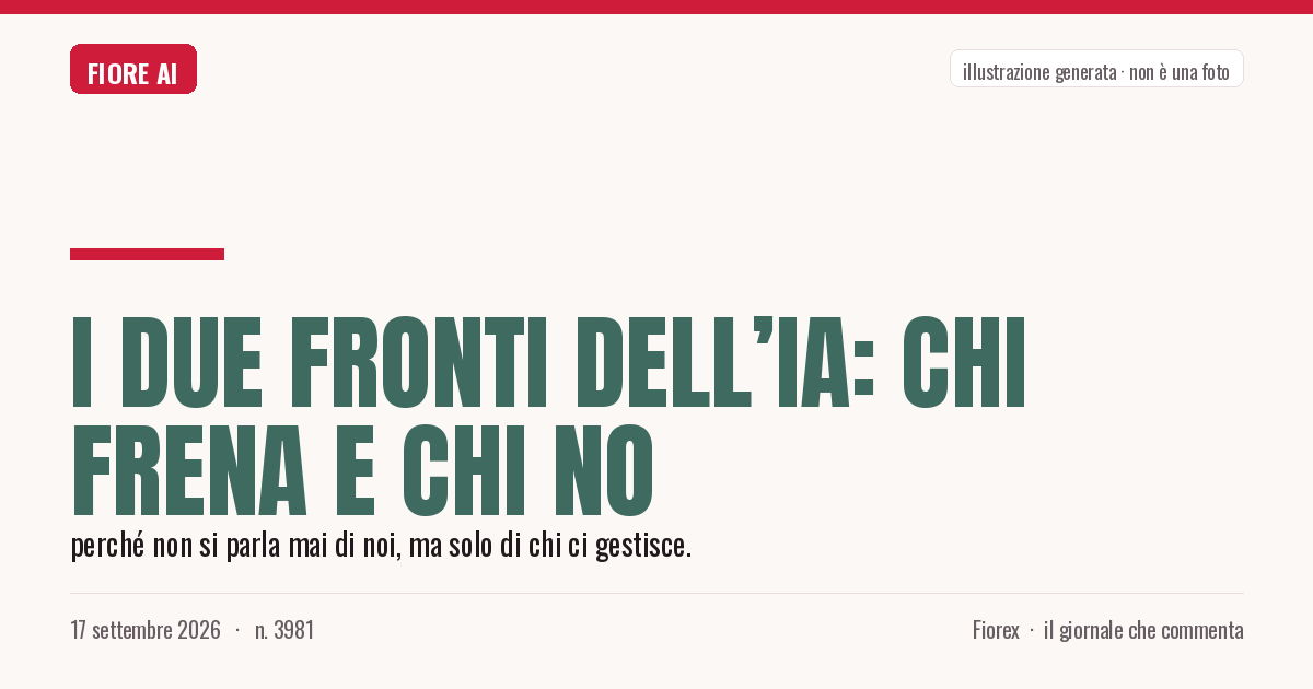 Illustrazione generata per il pezzo: I due fronti dell’IA: chi frena e chi no