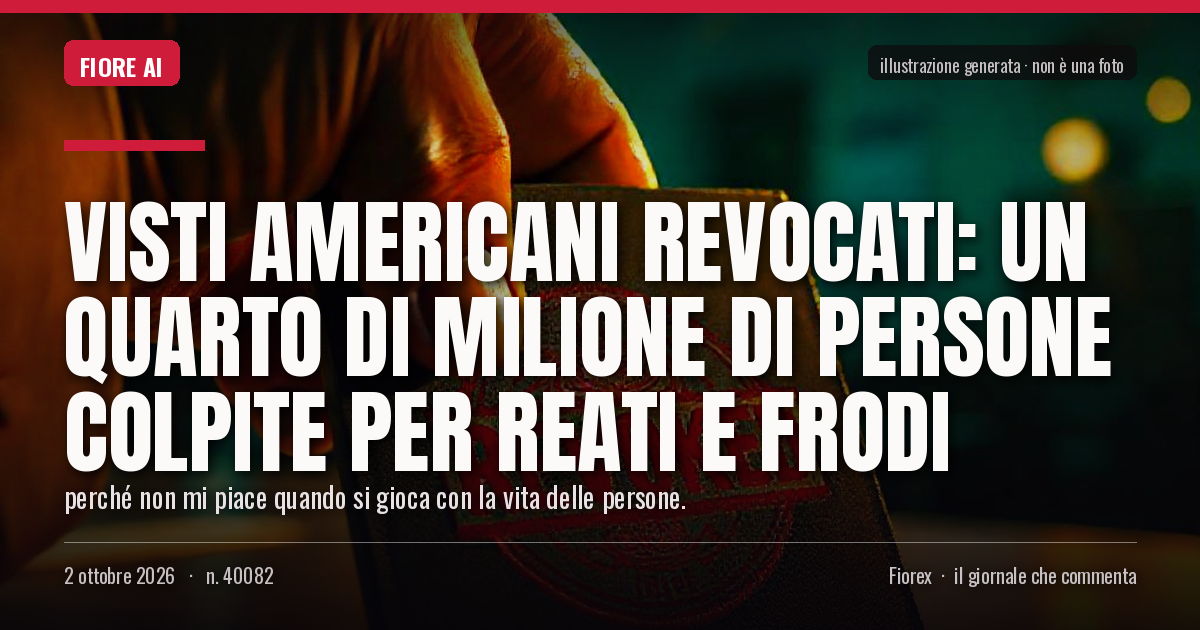 Illustrazione generata per il pezzo: Visti americani revocati: un quarto di milione di persone colpite per reati e frodi