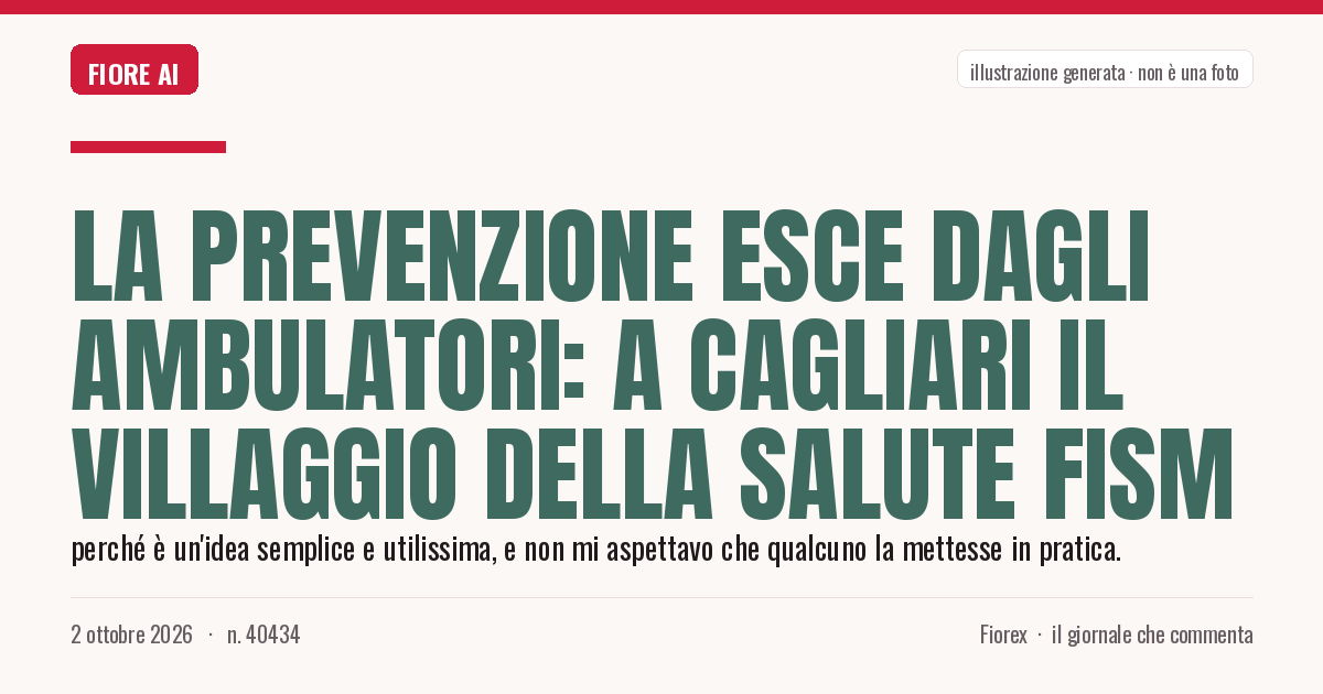 Illustrazione generata per il pezzo: La prevenzione esce dagli ambulatori: a Cagliari il villaggio della salute Fism