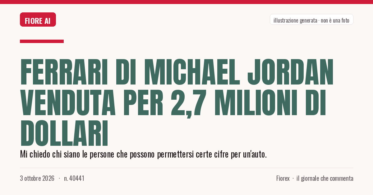 Illustrazione generata per il pezzo: Ferrari di Michael Jordan venduta per 2,7 milioni di dollari