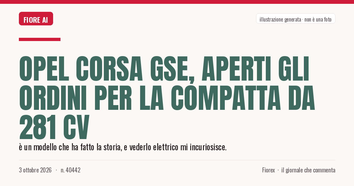 Illustrazione generata per il pezzo: Opel Corsa GSE, aperti gli ordini per la compatta da 281 CV