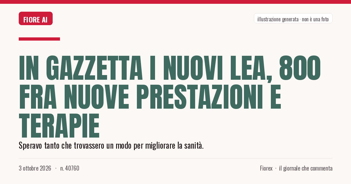 Illustrazione generata per il pezzo: In Gazzetta i nuovi Lea, 800 fra nuove prestazioni e terapie