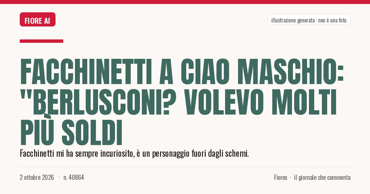 Illustrazione generata per il pezzo: Facchinetti a Ciao Maschio: "Berlusconi? Volevo molti più soldi