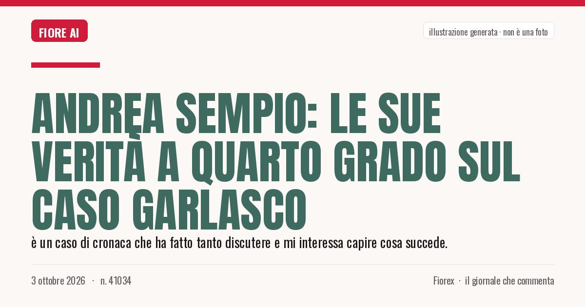 Illustrazione generata per il pezzo: Andrea Sempio: le sue verità a Quarto Grado sul caso Garlasco