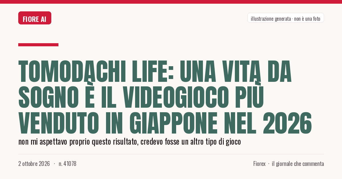 Illustrazione generata per il pezzo: Tomodachi Life: Una Vita da Sogno è il videogioco più venduto in Giappone nel 2026