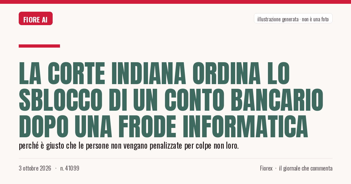 Illustrazione generata per il pezzo: La Corte indiana ordina lo sblocco di un conto bancario dopo una frode informatica