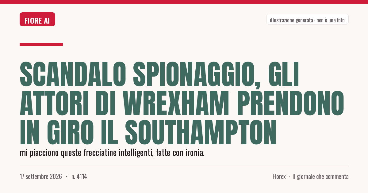 Illustrazione generata per il pezzo: Scandalo spionaggio, gli attori di Wrexham prendono in giro il Southampton